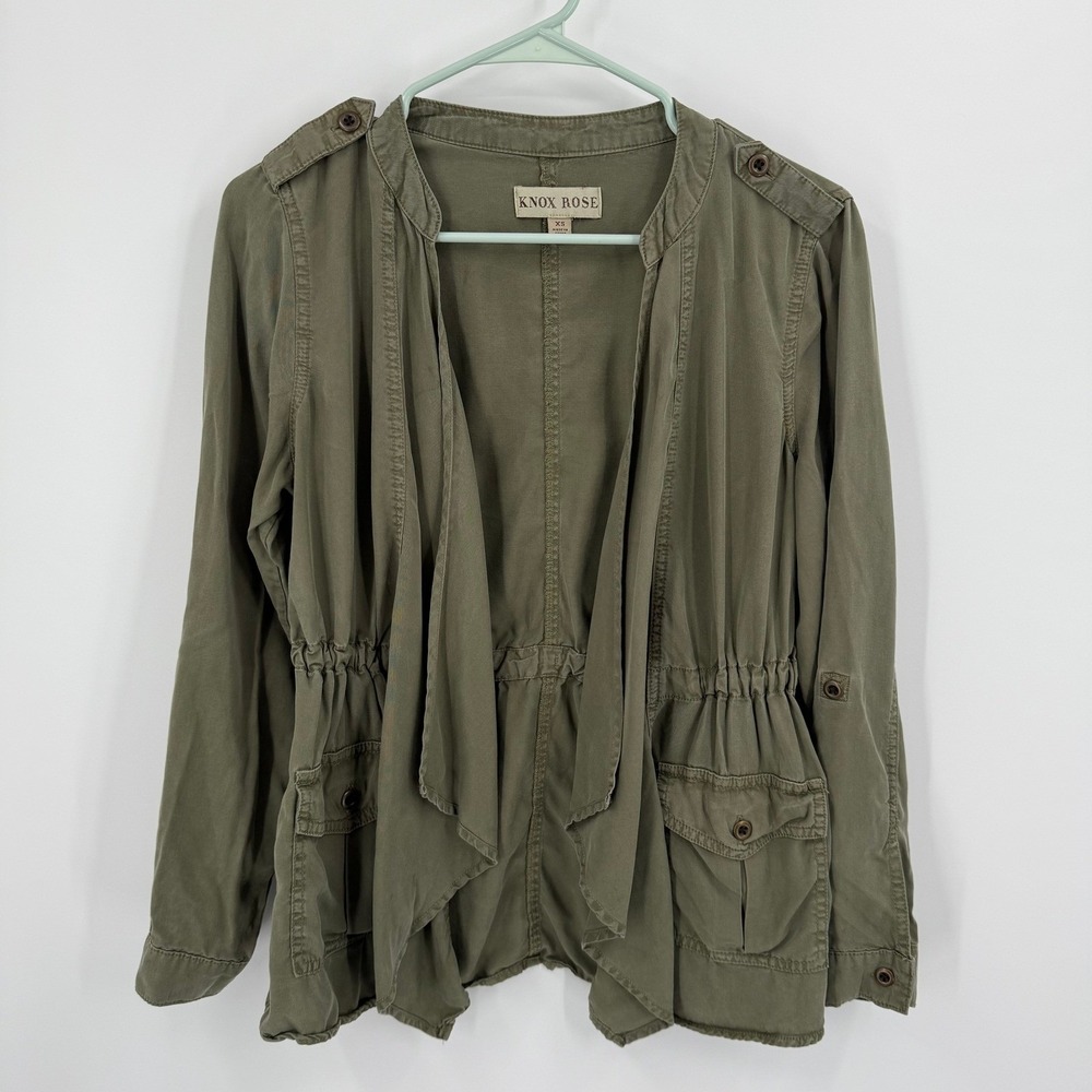 Knox Rose Womens XS Jacket Olive Green Utility Lightweight Drawstring‎